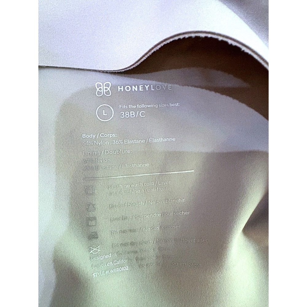 🆕 HONEYLOVE Gray V-Neck Softform Wireless Comfort Bra L (38 C/D) - Picture 5 of 5